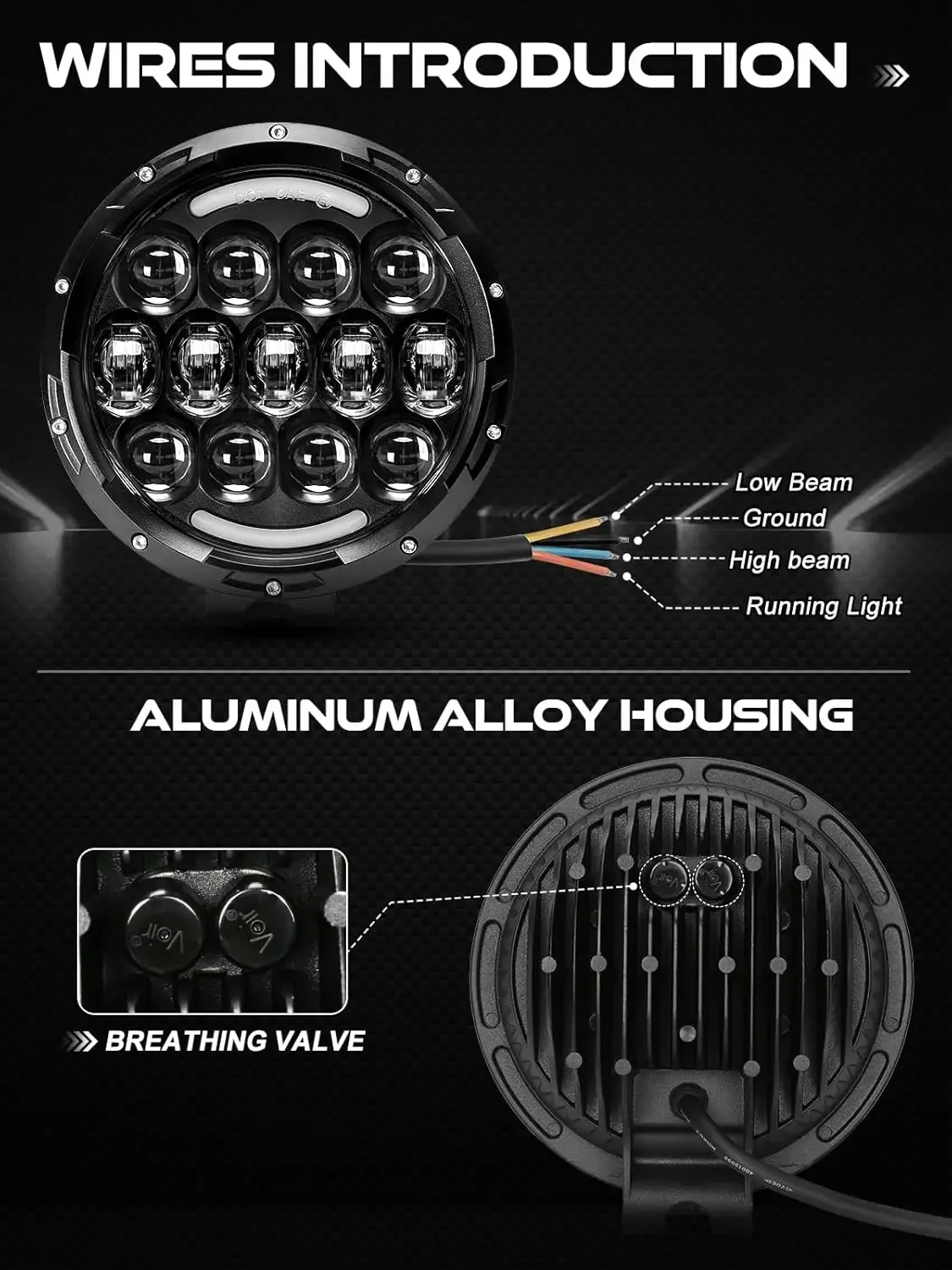 7 Inch 105W Round Spot LED Pods Light Bar High/Low Beam DRL with Adjustable Mounting Bracket Compatible with Jeep Off Road 4WD T