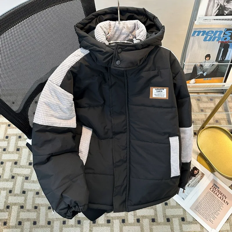 

Мужская зимняя куртка из утолщенного хлопка в стиле ретро, свободного кроя, с капюшоном, в гонконгском стиле, новинка