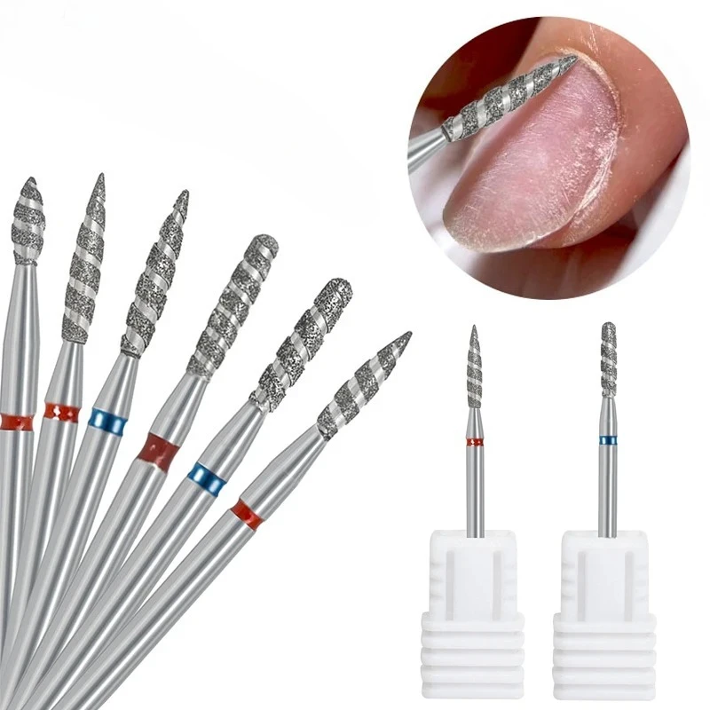 1Pc/Box Tornado Flame Diamond Nail Drill Bit Milling Cutters Pedicure Diamond Burrs for Electric Polisher Accessories Nail Tools