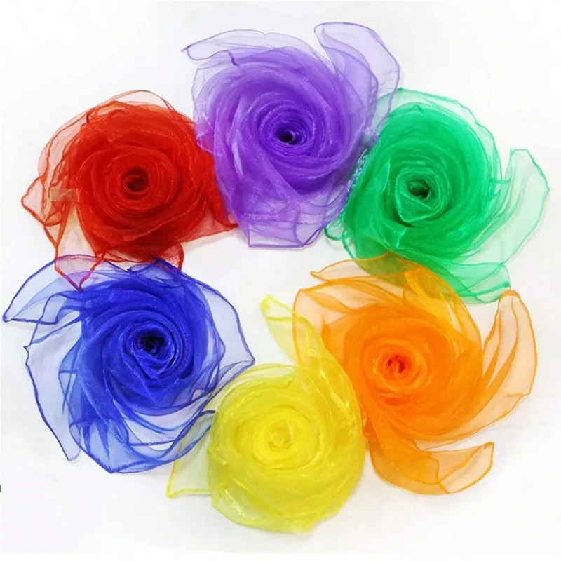 Children Handheld Ribbon Six Color Scarves Nylon Kids Outdoor Sports Toys Exercise Kindergarten Dance Performance Props TMZ