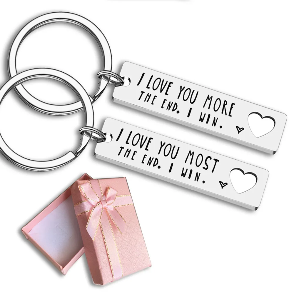 2023 Valentines Gift Day Gift I Love You More / Most The End I Win Keychain Girlfriend Boyfriend Husband Wife Gift Keychain