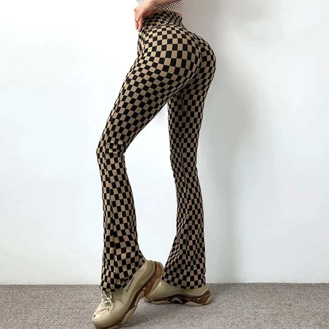 Ropa deportiva mujer GYM โยคะกางเกงขายาวกีฬาผู้หญิงฟิตเนสไม่มีรอยต่อกางเกงขายาว 2025 ตาข่ายสีน้ําตาล Flared กางเกง ropa de YOGA Depor