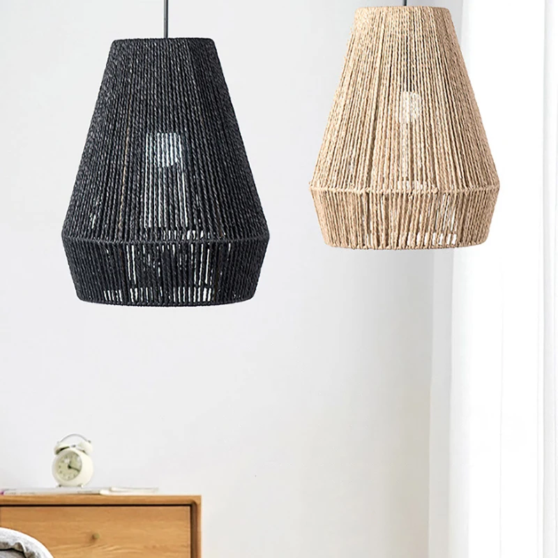 Weave Rope Lampshade Lighting Fixtures Rustic Decoration Hanging Lamp Shade for House Hallway Living Room Home Dining Room