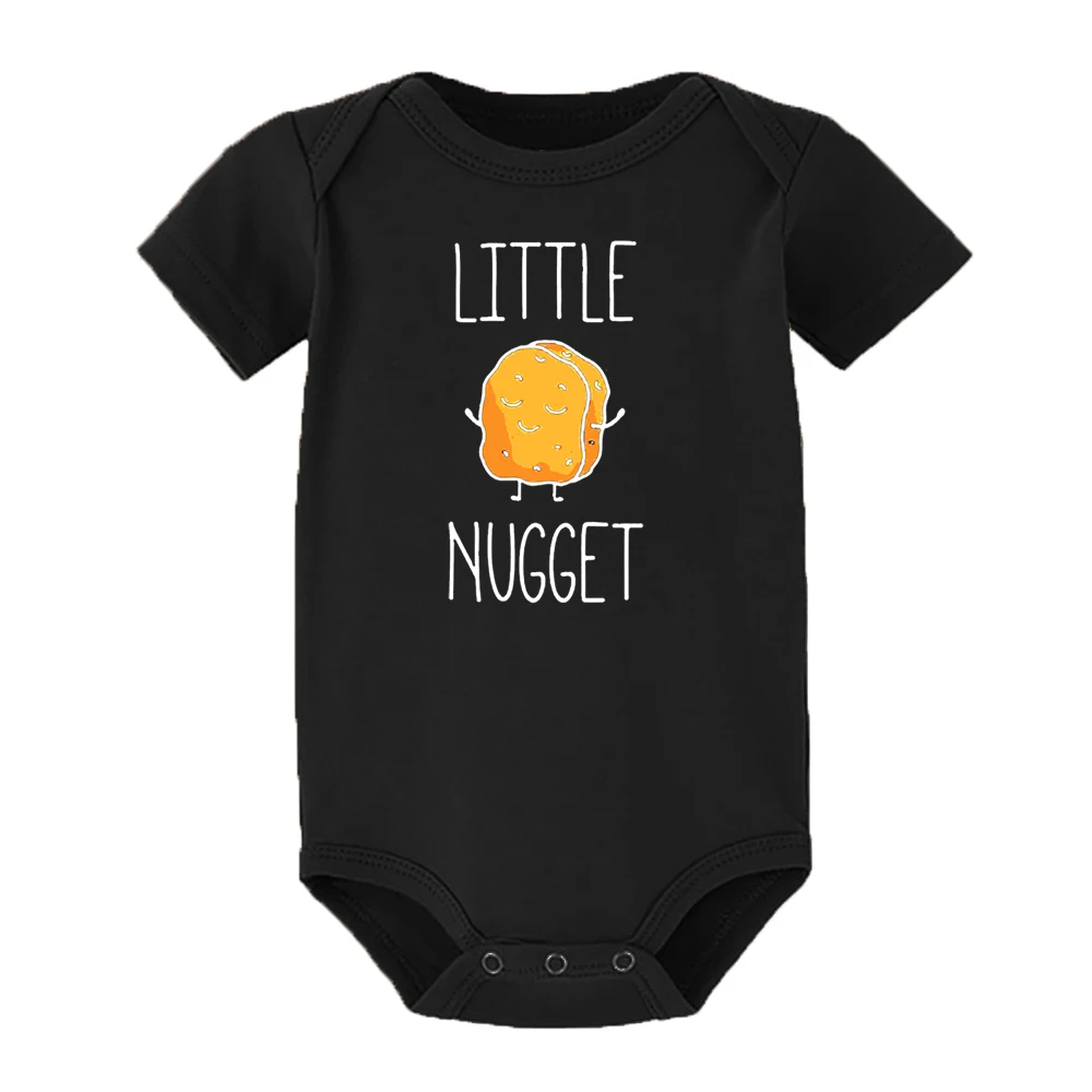 Little Nugget Baby ogłoszenie noworodek Body letnie chłopcy dziewczęta Romper Body ciąża odsłonić ubrania niemowlę prezent na przyjęcie bociankowe