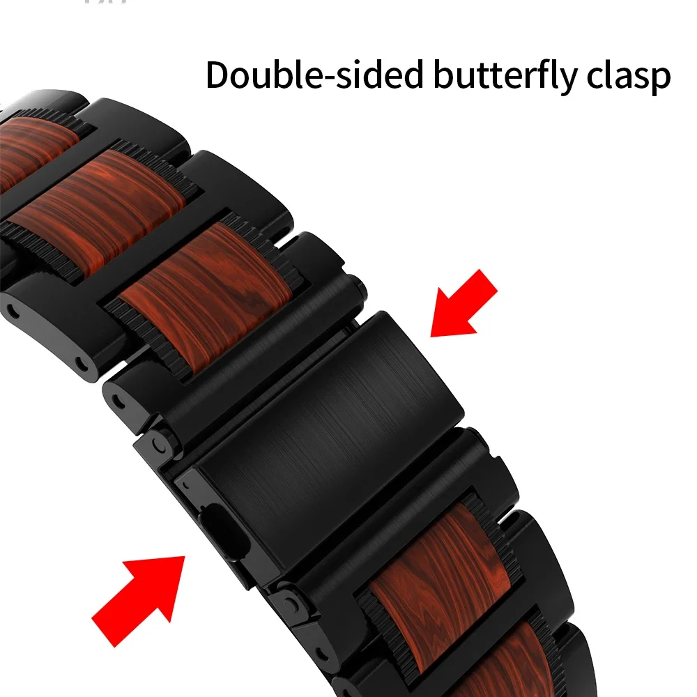 Metal+Wood Strap for Samsung Galaxy Watch Ultra 47mm Replaceable Bracelet Adjustable wristband for Galaxy Watch Ultra 47mm Strap