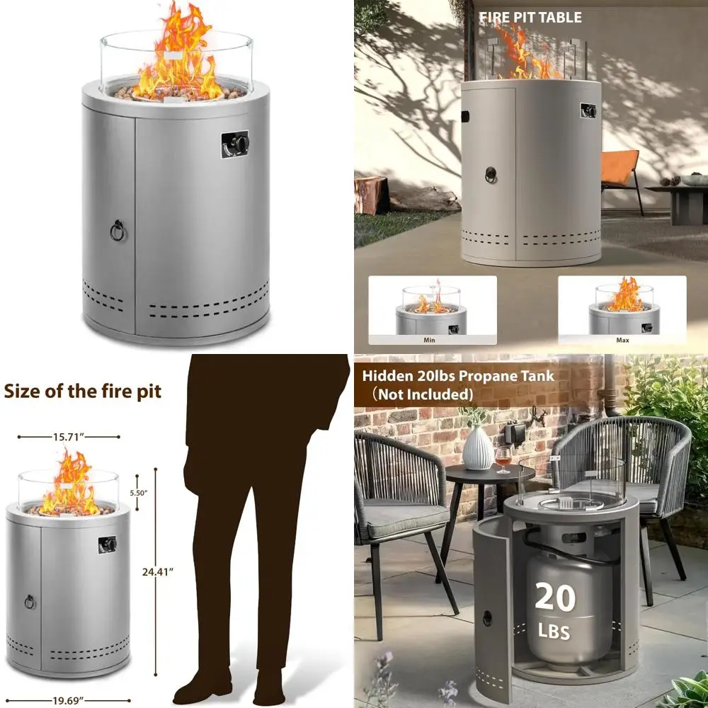 

Портативная уличная настольная яма на пропане, 20 диаметров, 50 000 БТЕ, с лавовыми камнями для использования в патио, кемпинге и заднем дворе