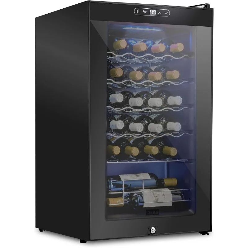 

24 Bottle Compressor Wine Cooler Refrigerator w/Lock | Large Freestanding Wine Cellar | For Red, White, Champagne - Black