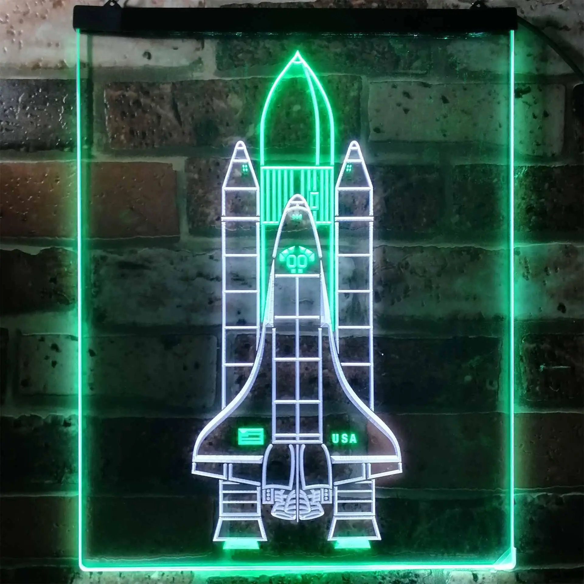 Space Shuttle Rocket Spacecraft Dual Color Led Neon Sign st6-i1173