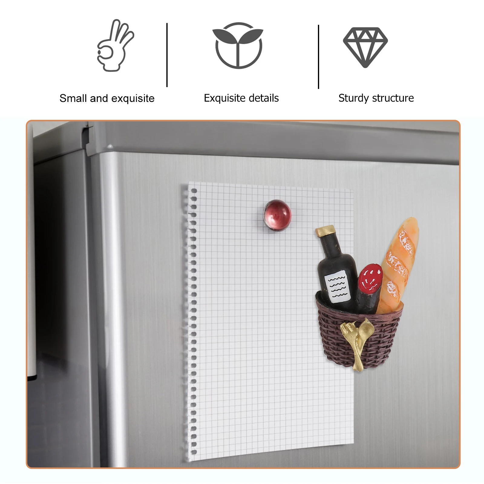 

4Pcs Flat Bottom Pan Refrigerator Magnetic Sticker Set Creative Fridge Magnet Decor Exquisite Kitchen Decoration