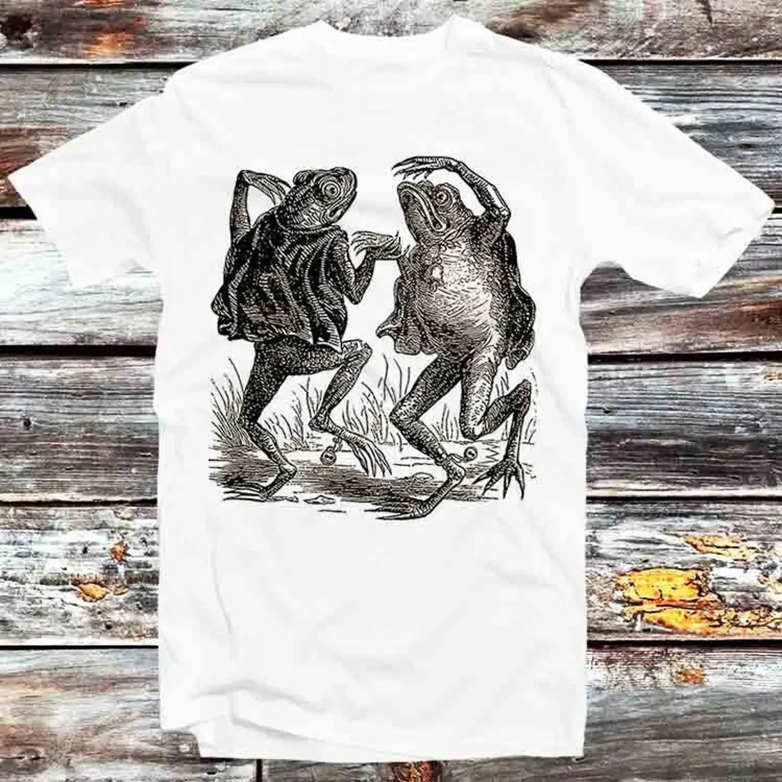 T Shirt Dancing Frog Toad Demons Withells Japanese Art B343 vintage Washed Breathable Unisex graphic Comfortable Soft Slightly