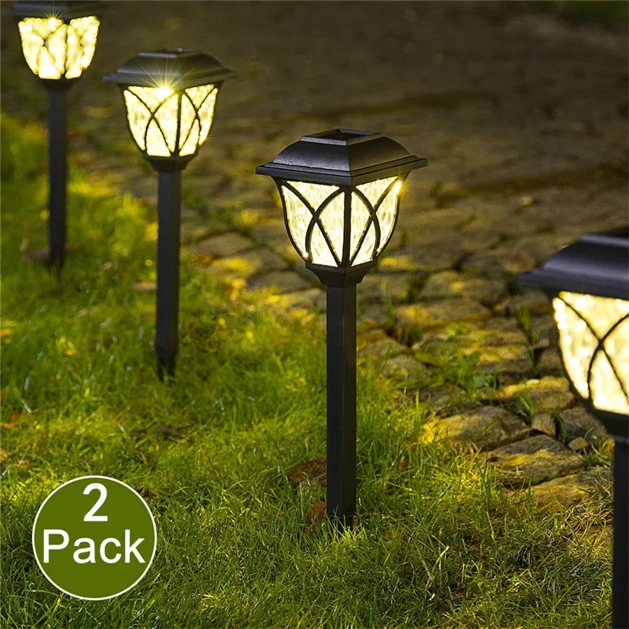 Tirvose Solar Led Pathway Light Outdoor 2Pcs Solar Garden Light Waterproof Landscape Lawn Lamp for Walkway Yard Patio Decoration