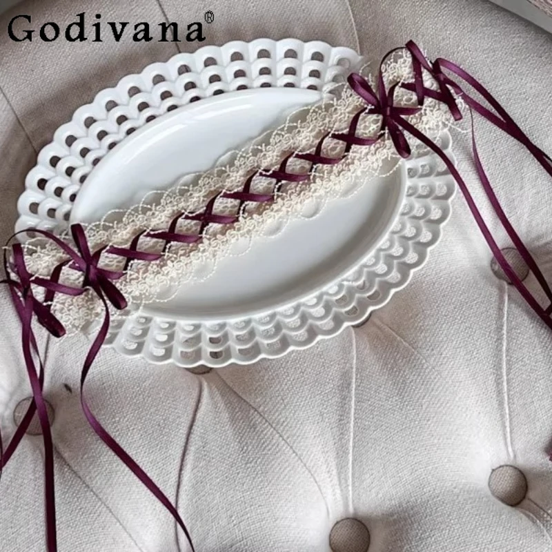 توليد اللون الدانتيل لوليتا القوس عقال النساء الأصلي اليدوية متعدد الألوان أغطية الرأس الإناث الصيف اليابانية عصابات