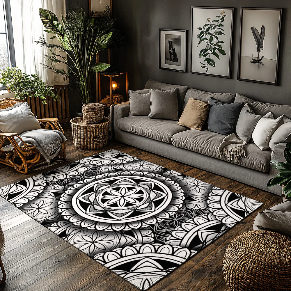 

Boho Throw Pillow Cover Mandala Patterned Cushion Case Decorative Throw Pillows Tribal Home Decor Aesthetic Room Accent Black an