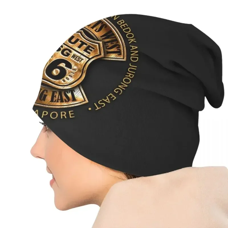 Route 66 Biker Motorcycle Cruise America's Highway Beanie Cap Bonnet Femme Knitted Hats Outdoor Skullies Beanies Caps