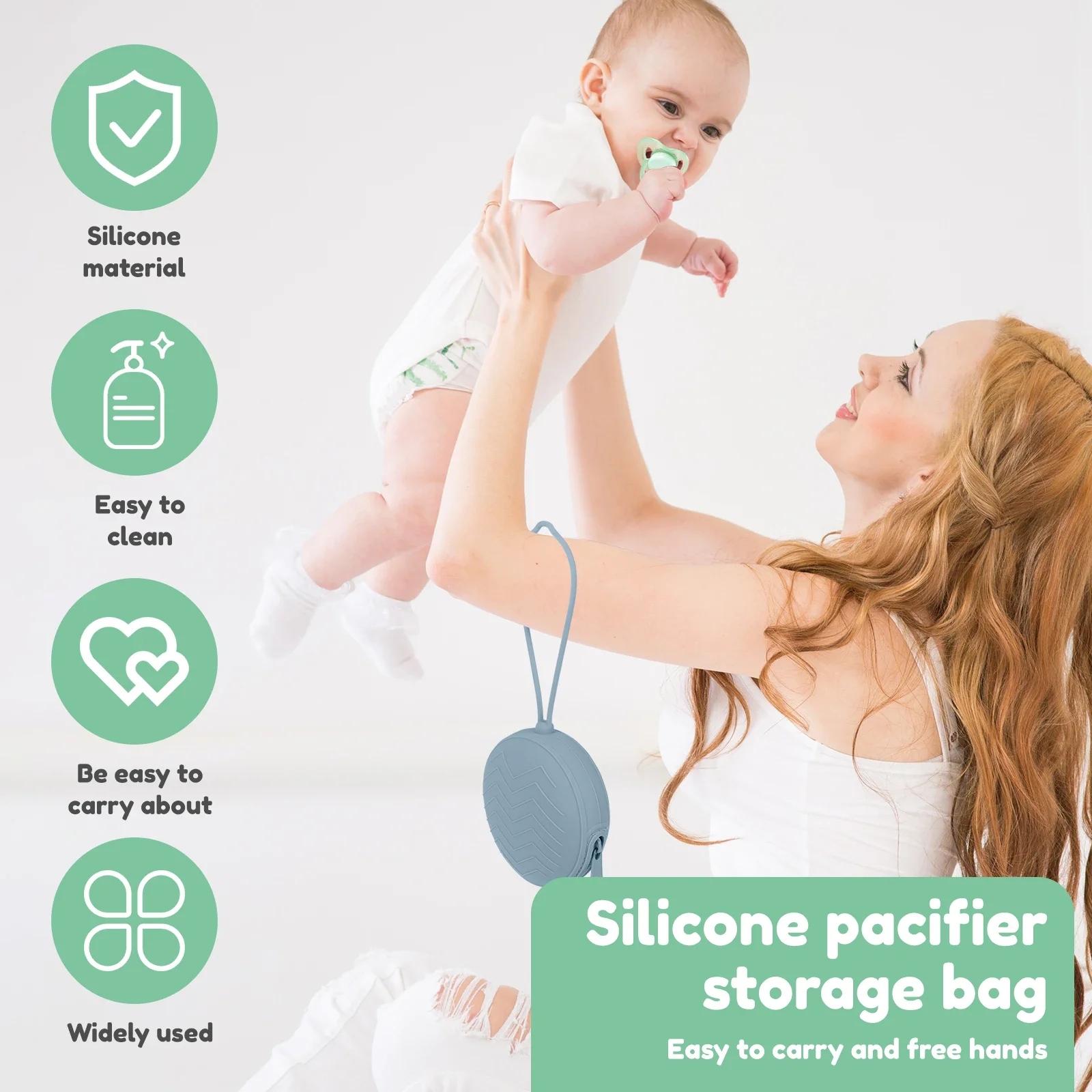 Silicone Nipple Storage Bag Portable Soother Organizer Dustproof Storage Bag with Lanyard Secure Hanging Baby Pacifier Holder