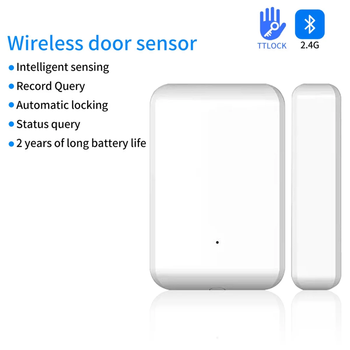 Sensor de puerta TTLOCK inalámbrico T85C de 2,4 GHz, detección de contacto de puerta, estado de apertura y cierre, funciona con la aplicación TTLOCK, cerraduras inteligentes