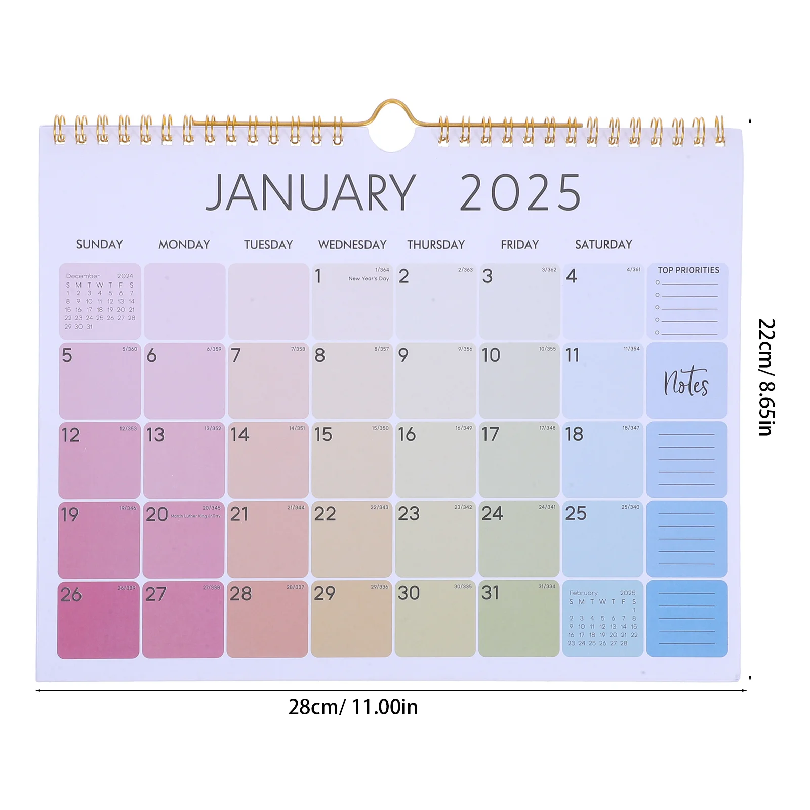 Calendario de pared del año en inglés 2025, diseño colgante Vertical, planificador para el hogar y la Oficina, calendario, calendarios de pared, accesorios de oficina