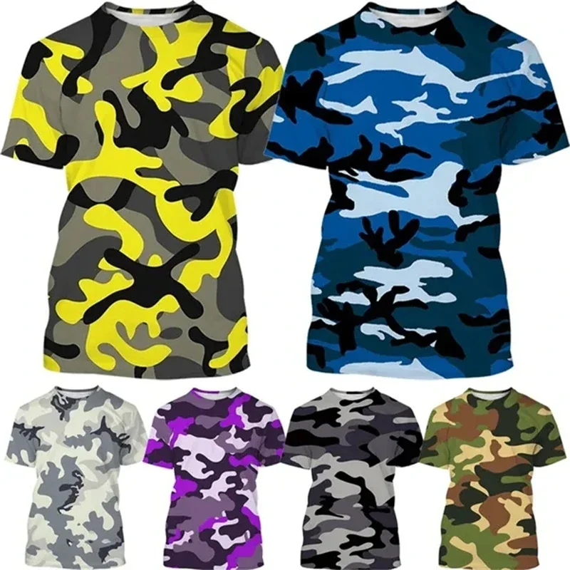 Men's Crew Neck Short Sleeve T-shirt 3d Printing Casual Streetwear Camouflage Style Breathable Summer Fashion Short Sleeve Tops