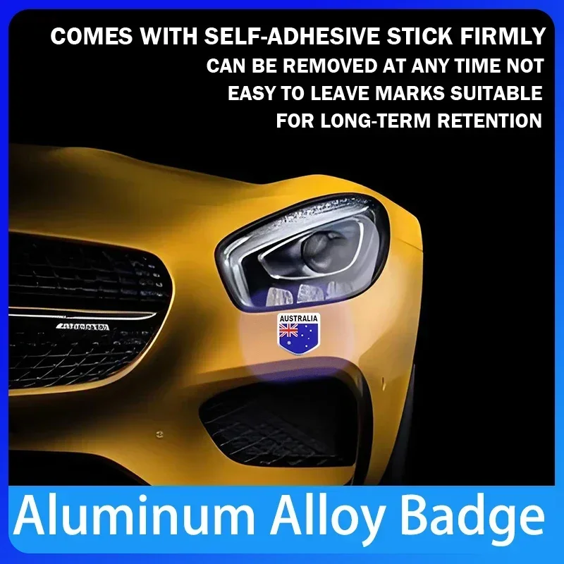 

Aluminum Alloy Shield Styling UK ENGLAND USA Japan France Italy Germany Russian Greece Spain Flag Map Car Sticker Emblem Badge