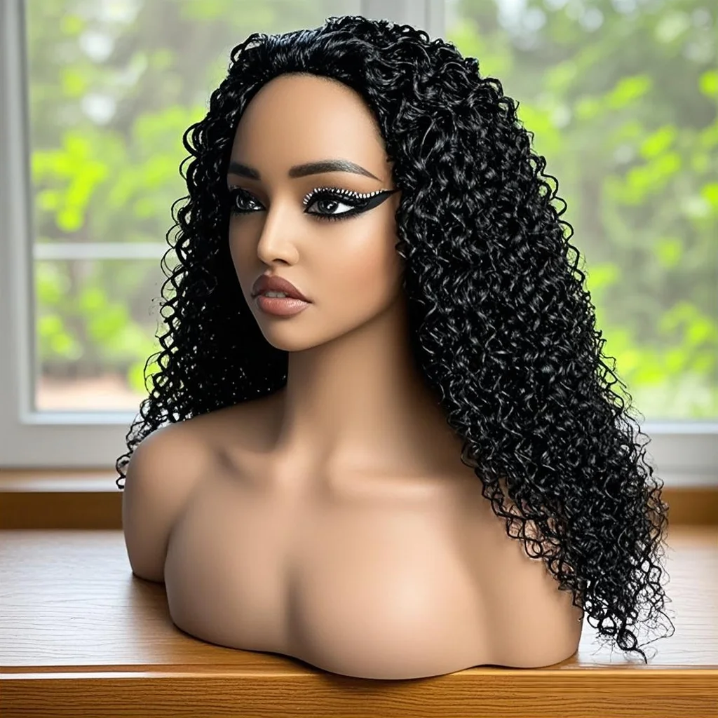 

Афро-кудрявый полупарик Афро-кудрявый вьющийся парик из натуральных волос Полупарик для начинающих Дружная повязка на голову Вьющиеся бесклеевые парики Hairugo