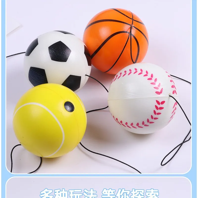 Palla da polso con ritorno a mano Palla di rimbalzo in gomma elastica con corda Giocattolo antistress per bambini Giocattolo per bambini all'aperto Giocattolo con fascia per dita