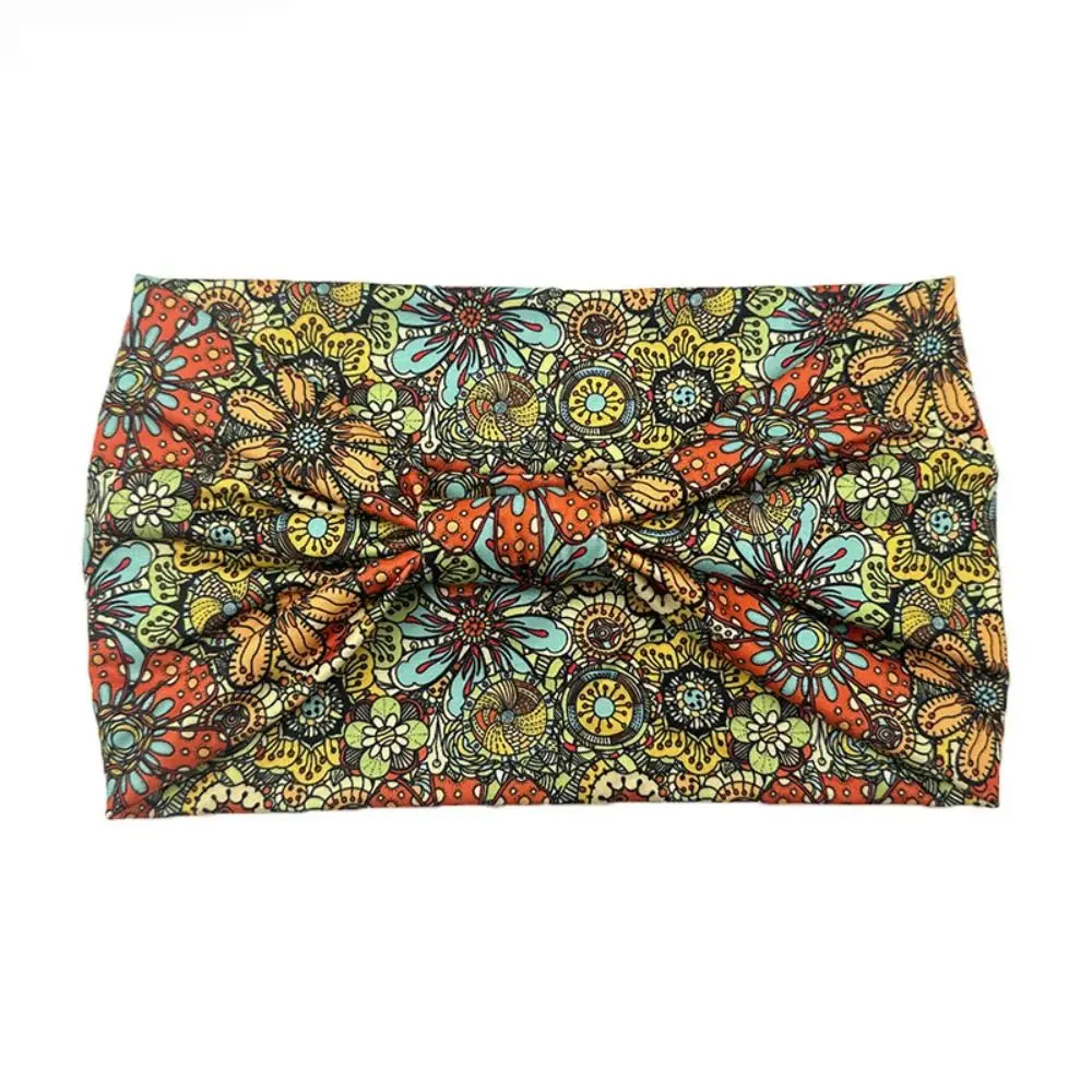 Elastic Turban Headwear Bohemian Headband Cotton Stretch African Pattern Yoga Hair Band New Casual Wide Headband Outdoor Sports