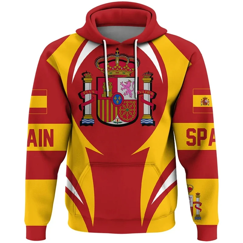 

Spanish Emblem Graphic Hoodies For Men Clothing 3d Spain National Flag Print Hoodie Streetwear New Fashion Long Sleeve Pullovers