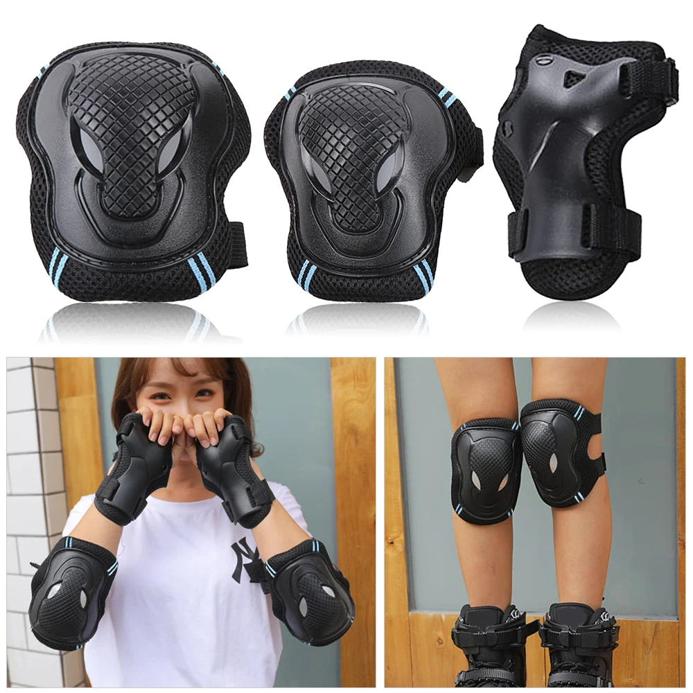 6Pcs Kids Tieners Volwassenen Kniebeschermers Elleboog Pads Pols Guards Veiligheid Beschermende Gear Set Voor Skateboard Fietsen Rijden Roller schaatsen