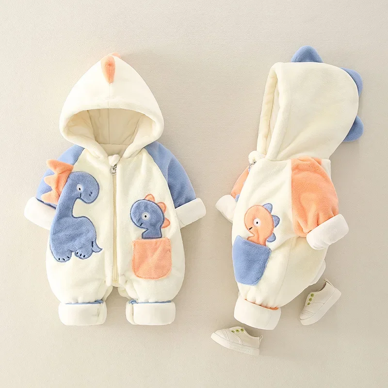 Luxury Newborn Climbing Clothes 3-24 Months Baby Thickened Fleece Onesie 2024 Autumn Winter Baby Romper Out Hoodie Clothes