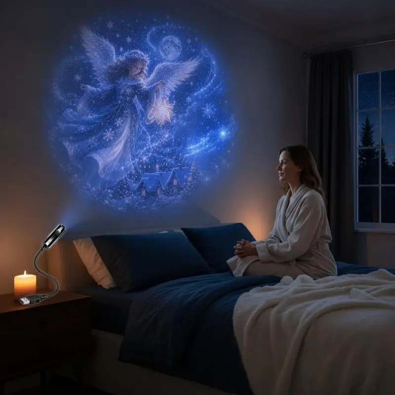 USB Christmas Projection Light 8 Patterns HD 360° Adjustable Snowflake Tree Atmosphere Projector Lamp Indoor Xmas Decor