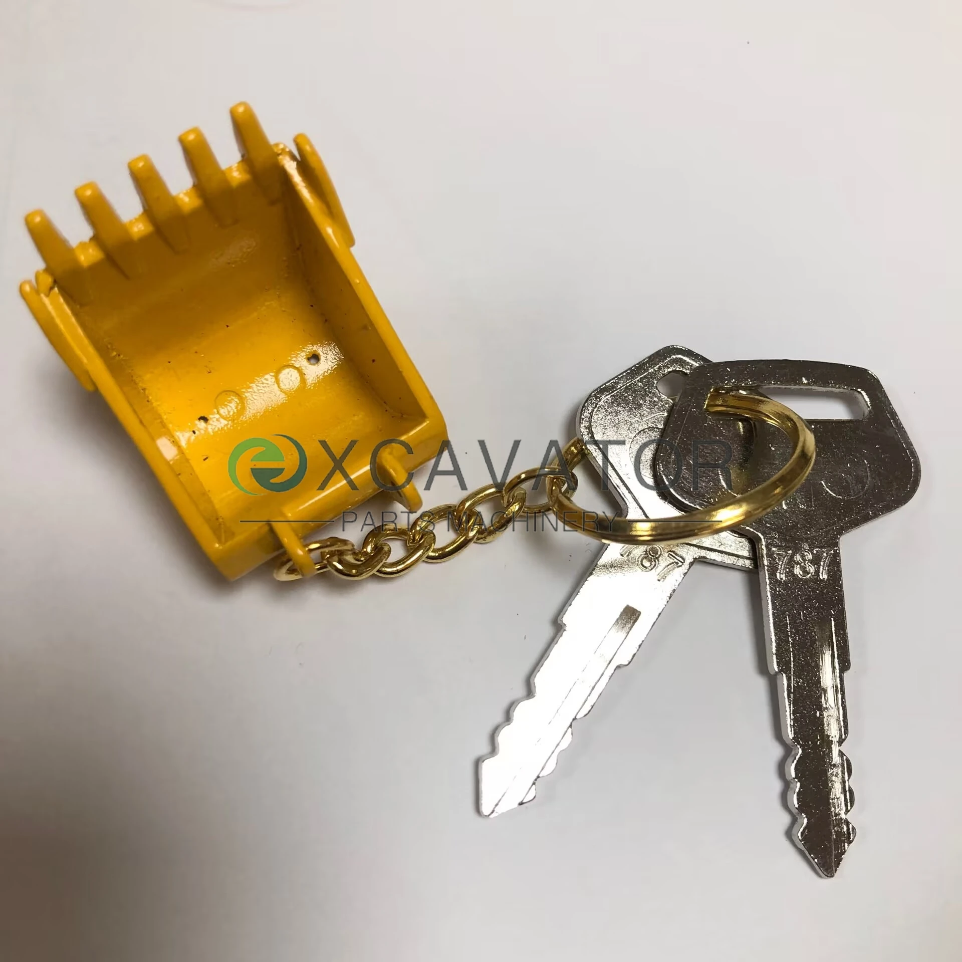 2pcs 787 Ignition Key With Bucket Key Chain For Komatsu Excavator Heavy Equipment Keychain F0001