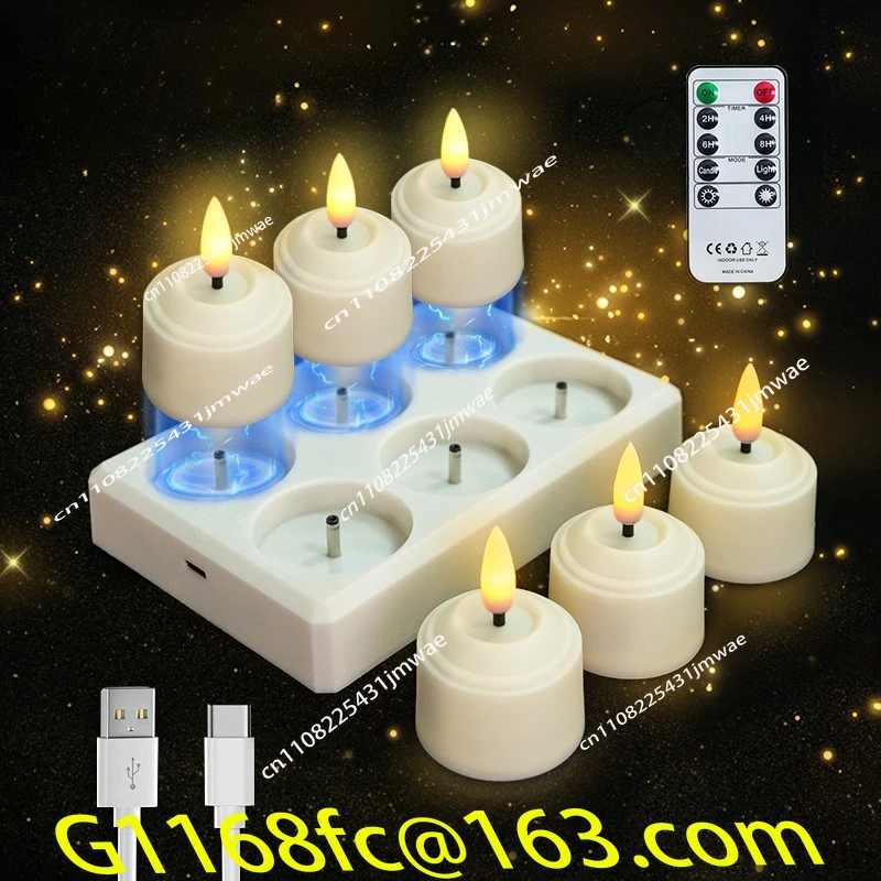 Rechargeable Tea Wax Light 10 Key Remote Control Use 80 Hours Decorative Bar Restaurant Small  Halloween Christmas