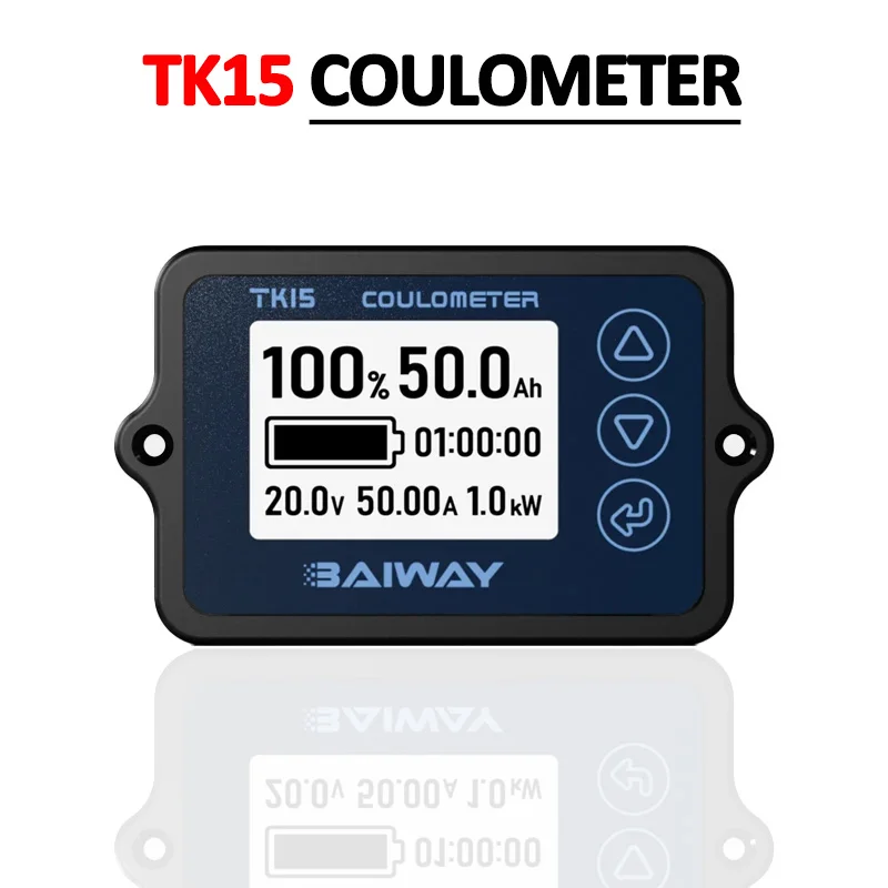 TK15 Coulomb Meter DC8-120V 50A/100A/350A Digital Coulometer Battery Capacity Tester for E-bike/Balance Car/Cleaning Machine