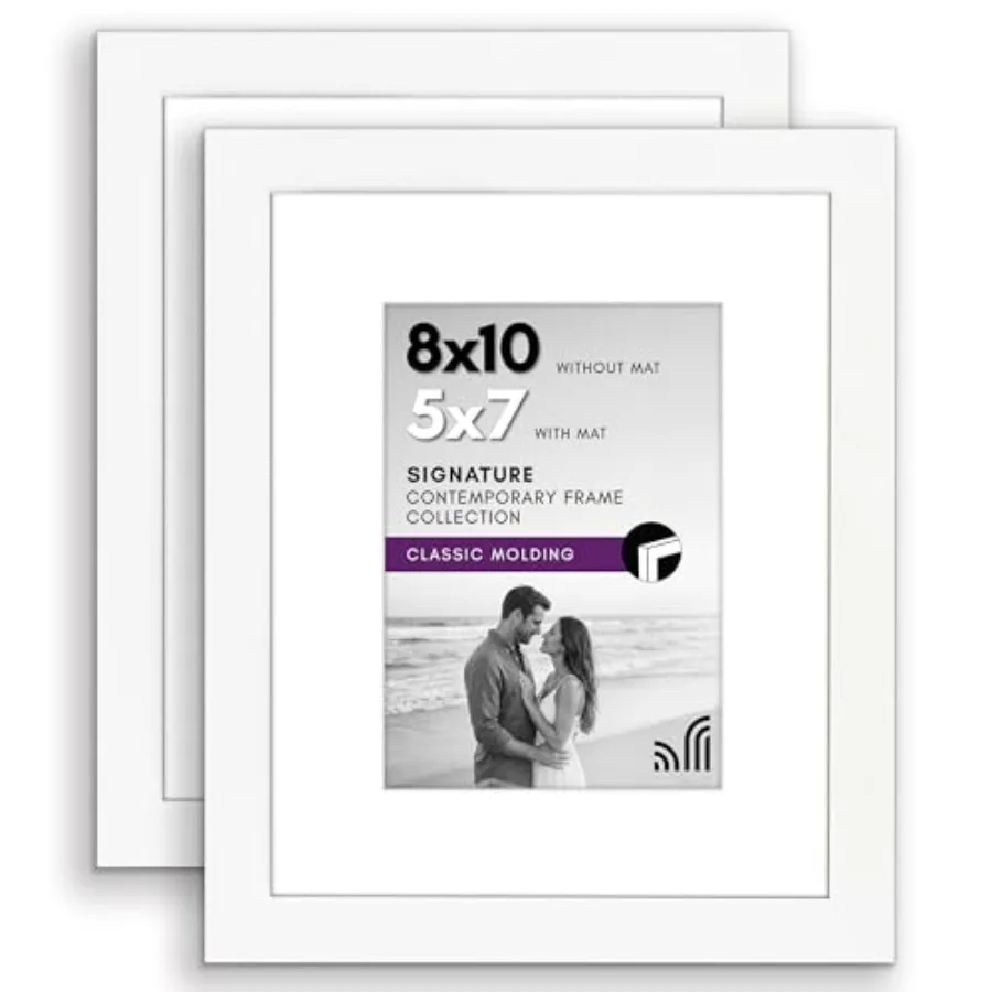 Double Picture Frame with Shatter-Resistant Glass - Fits or Use as One Picture Frame - Signature Collection - Collage Frames fo