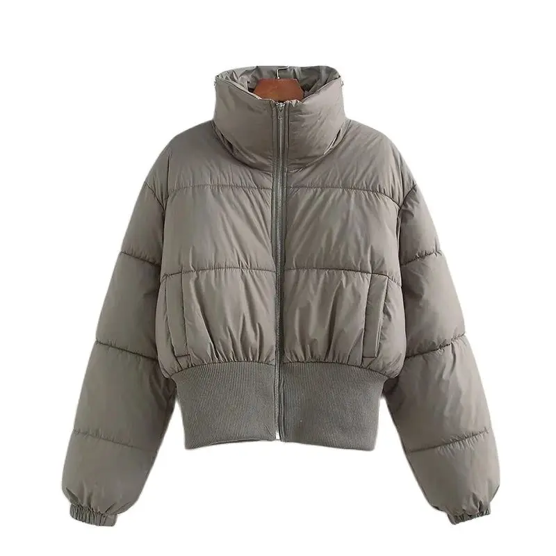 Winter Women’s Winter Cropped Puffer Parka Jacket Coat Warm Quilted Jacket Full Zip Quilted Hooded Bubble Coats Padded Jacket