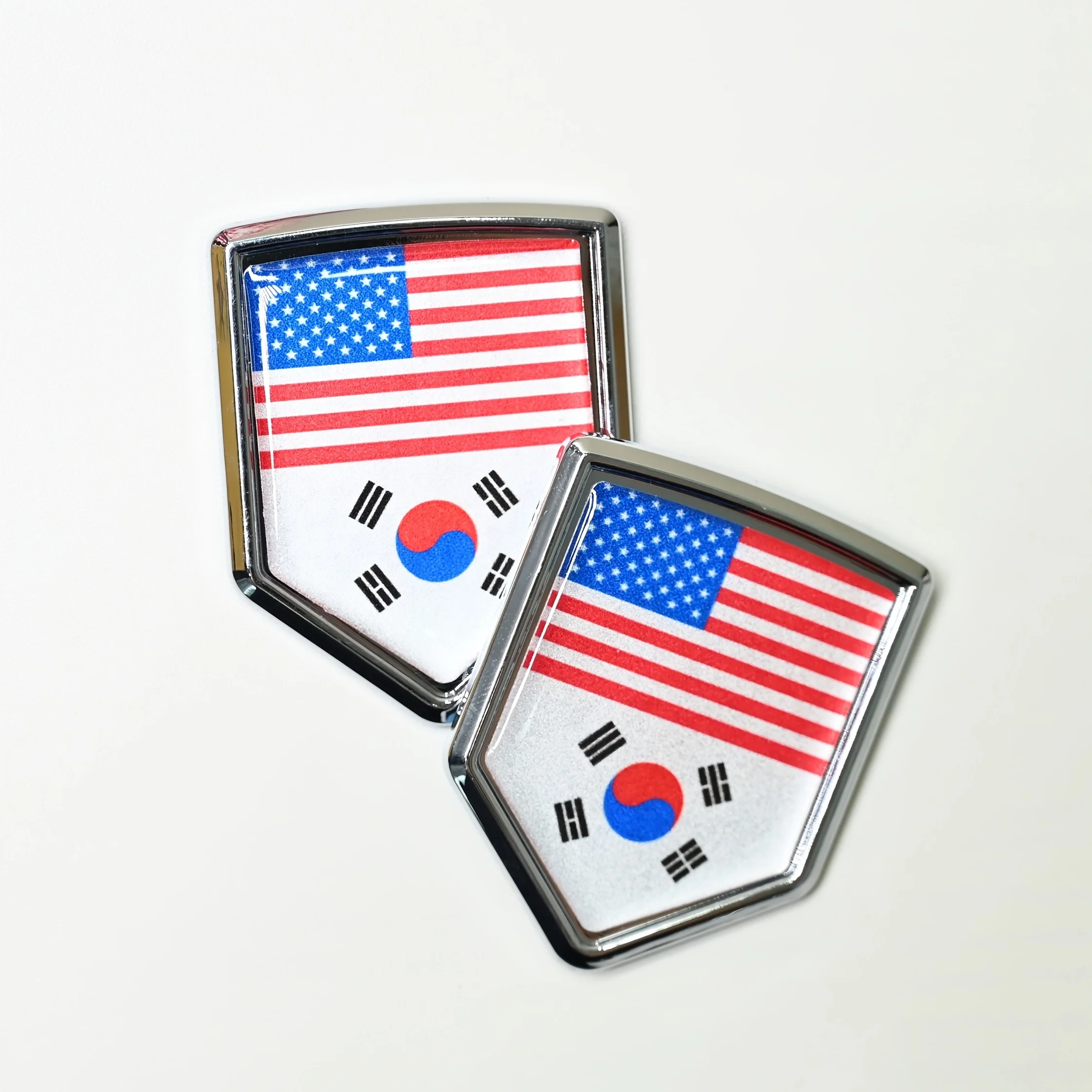 

2Pcs US & Korea Car Sticker, 3D Chrome Emblem for Cars, Trucks, SUVs, Easy Peel and Stick, Symbol of US-Korea Unity