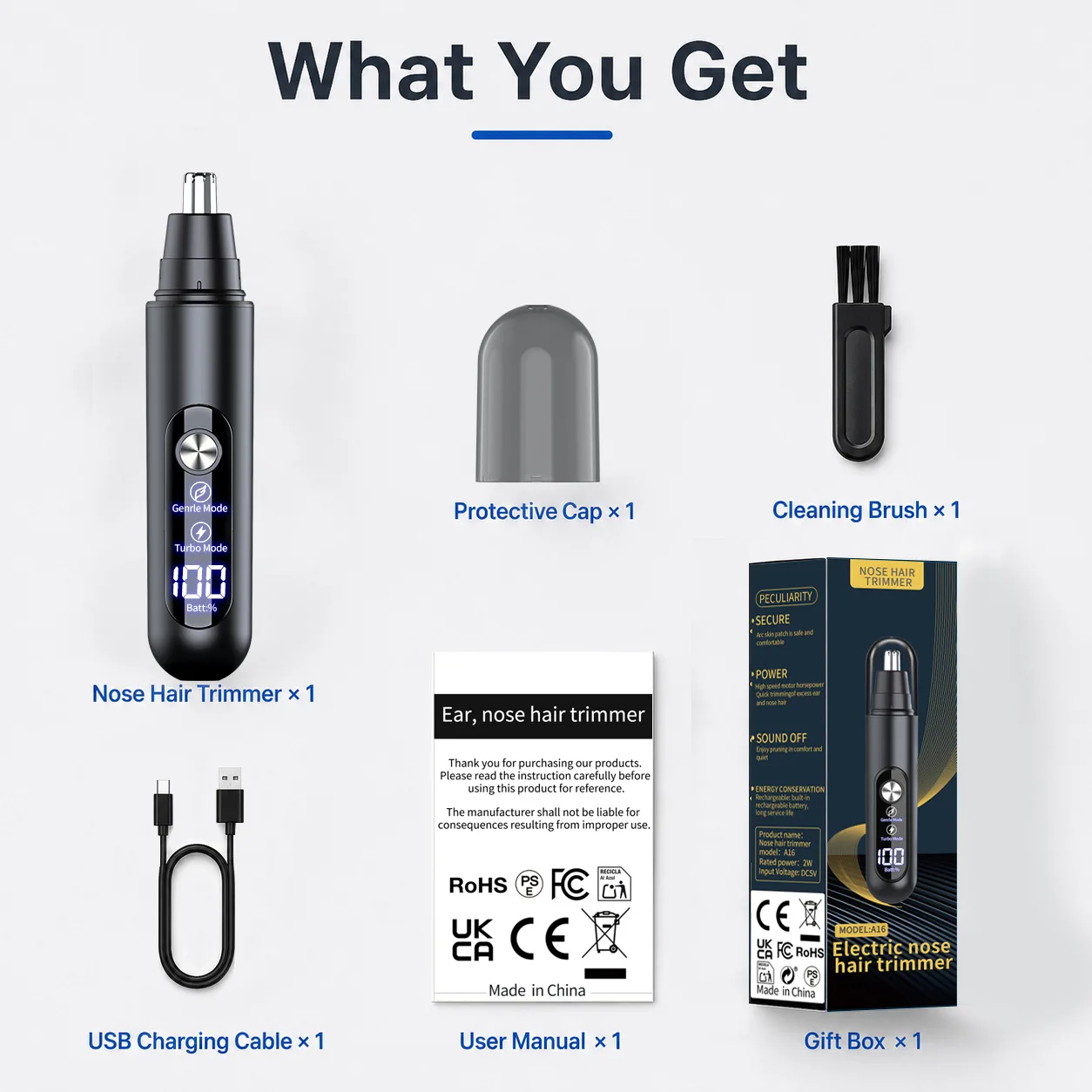 Elektrischer Nasenhaartrimmer, USB wiederaufladbar, Nasen-, Ohren- und Augenbrauen-Trimmer, Dual-Speed, wasserdicht, schmerzlos, für Männer und Frauen – Detail 8