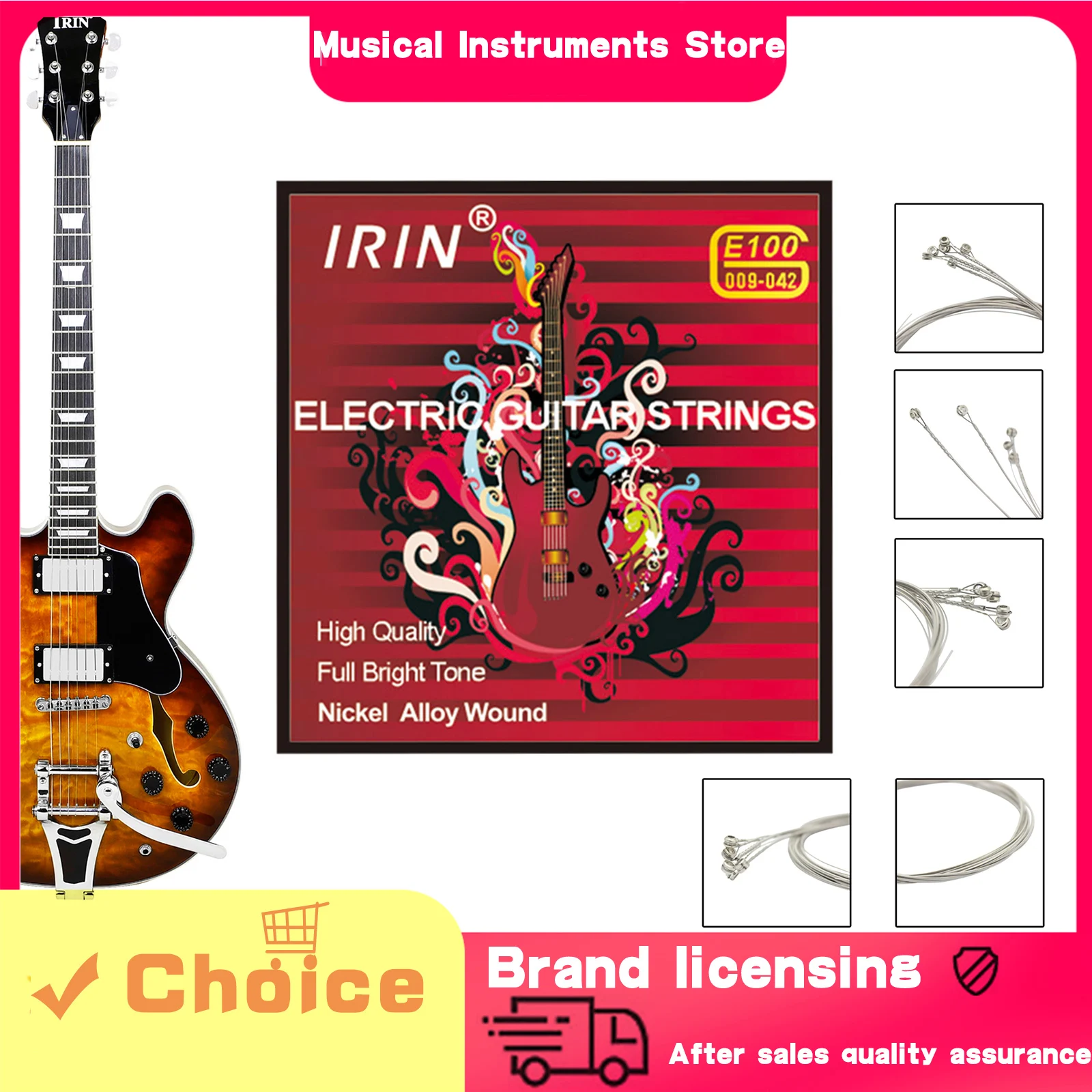 

IRIN струна для электрогитары из никелевого сплава, серебро E100, запасные части для электрогитары, повышающие производительность, выразительность