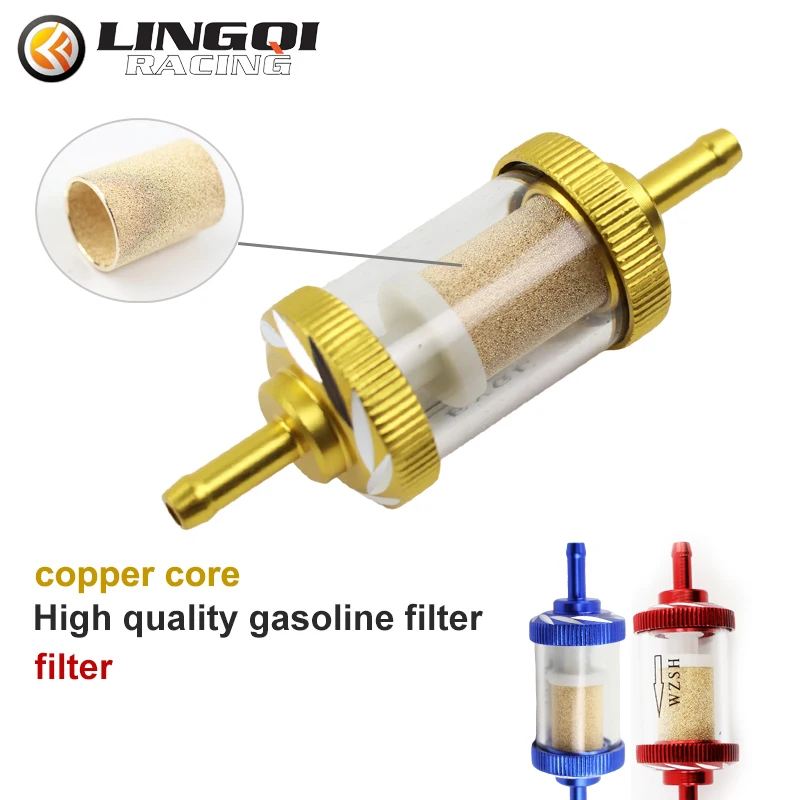 LINGQI Modified Universal Aluminum Alloy Sheel Copper Core Oil Filter Fit for Dirt Pit Bike Gasline Fuel Filter With Copper Core