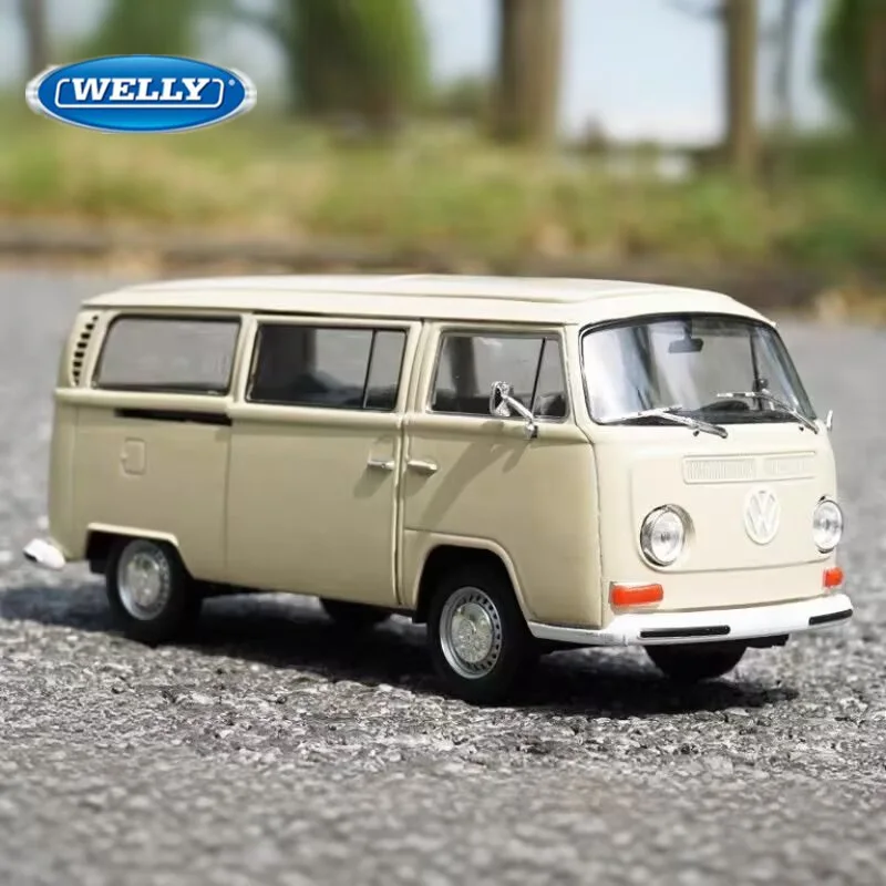 Welly 1:24 1973 Volkswagen T2 BUS Lega di Città BUS Modello Diecast In Metallo Viaggio Bus Auto Veicoli Modello di Simulazione Giocattolo Per Bambini Regalo