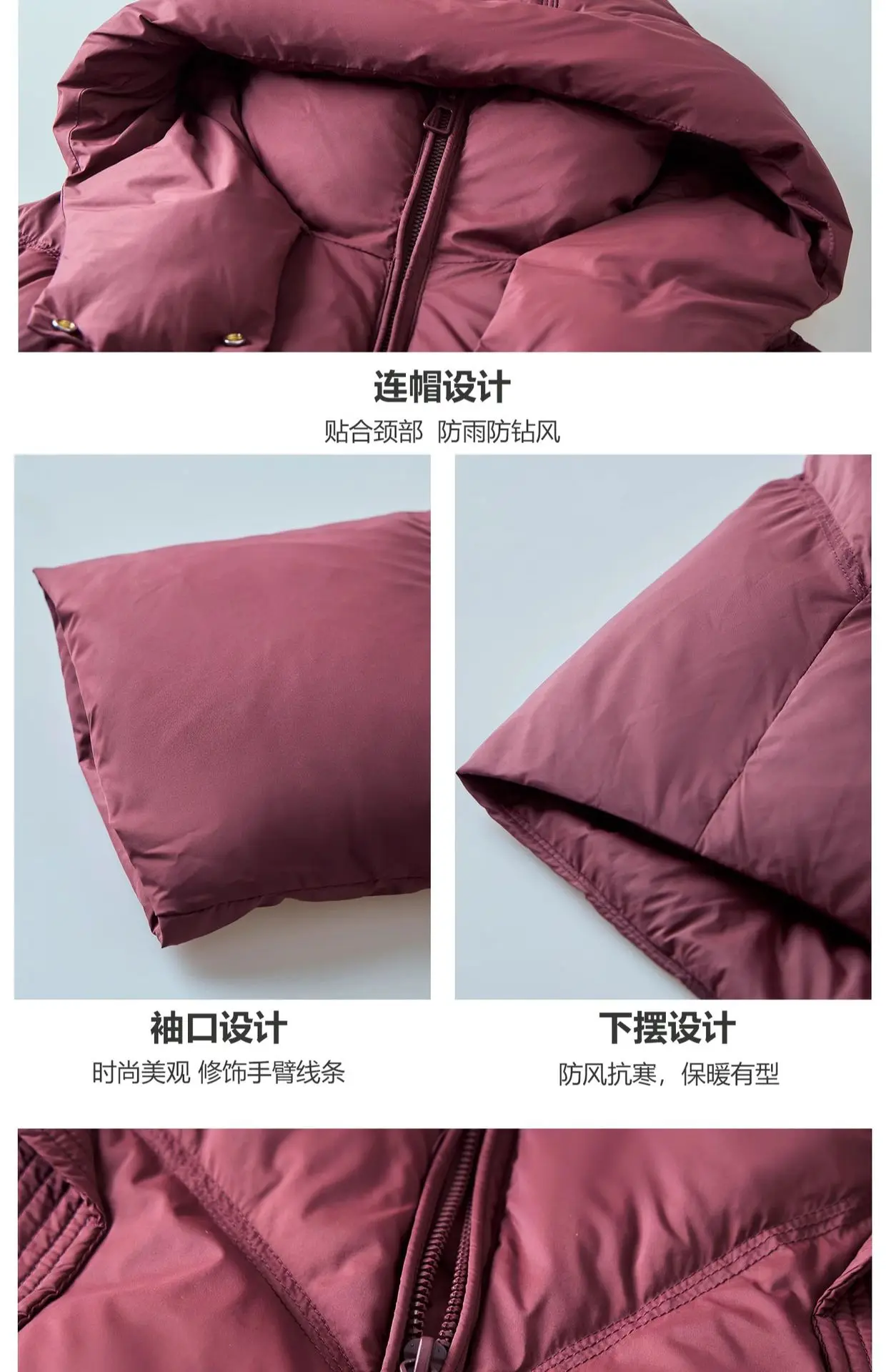 Nueva chaqueta de plumón europea de invierno para mujer, chaqueta holgada de plumas de ganso 90 con capucha para ir al trabajo