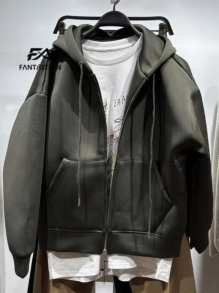 

FANTASTION Stretchy technical fabric Loose Air layer Heavy Lock warm hooded sweatshirt Man hoodies for man Sweatshirts Clothing
