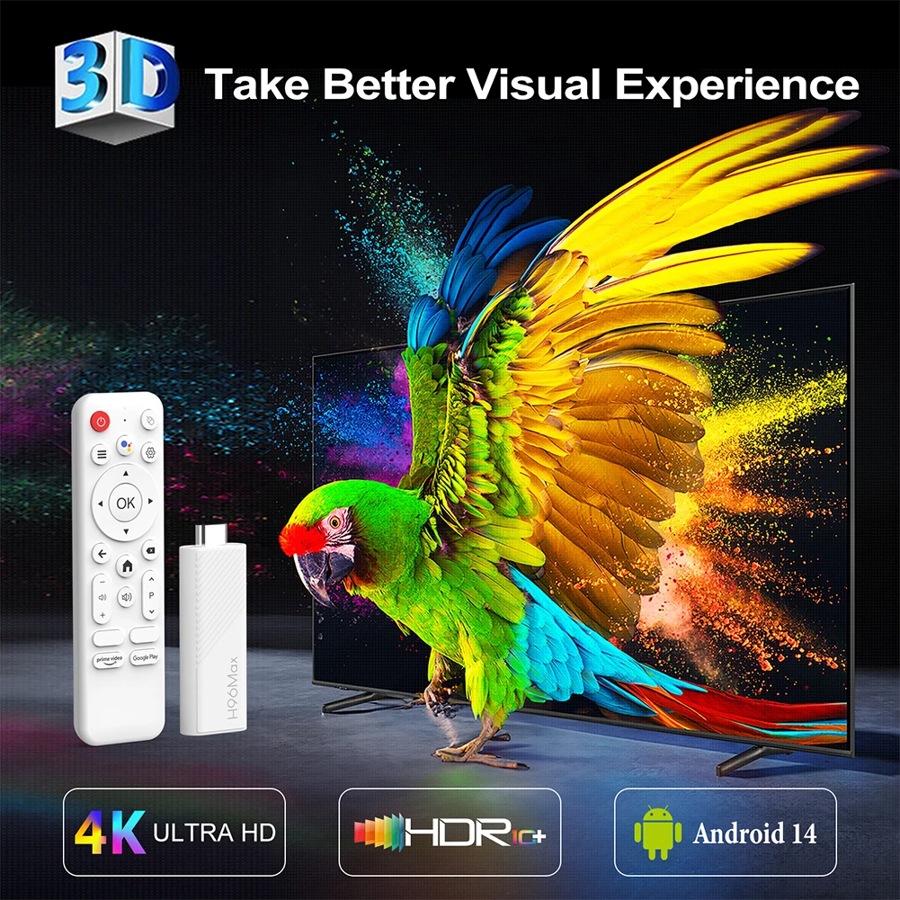 Android14 AI TV Stick H96 MAX H313 Quad Core Wifi6 BT5.0 4K@60fps ATV Launcher Google Voice Assistant Media Player mini TV Stick