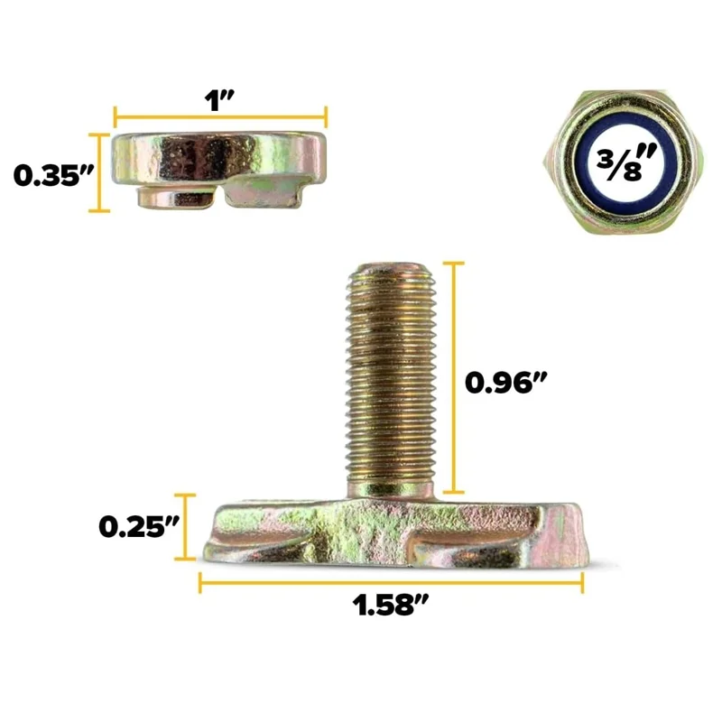 L Track Threaded Bolt Double Stud Fitting,5,500 Pounds Break Strength, Heavy-Duty Bolt Down Anchor Points (10 Pack)