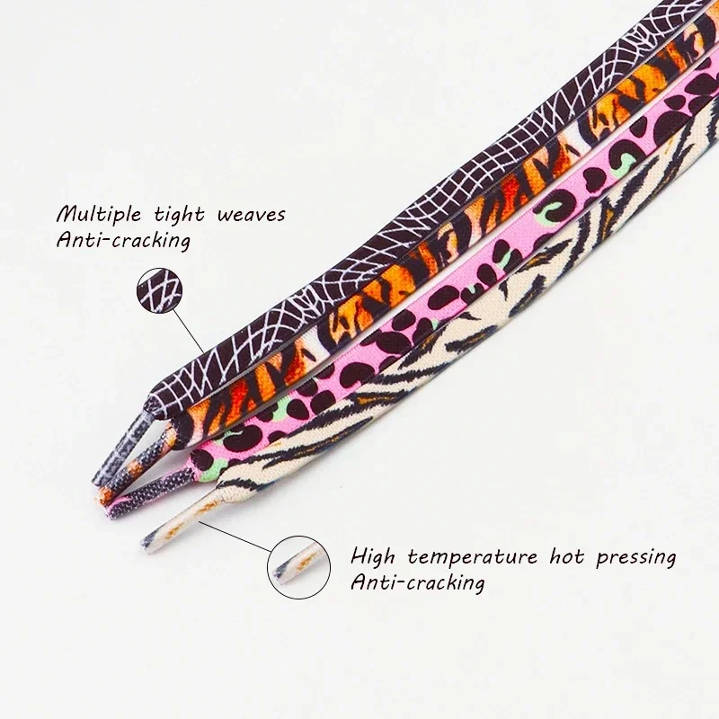 1 쌍 운동화 용 넥타이 신발 끈 없음 신축성있는 신발 끈 프레스 잠금 동물 호랑이 표범 무늬 게으른 신발 레이스 액세서리