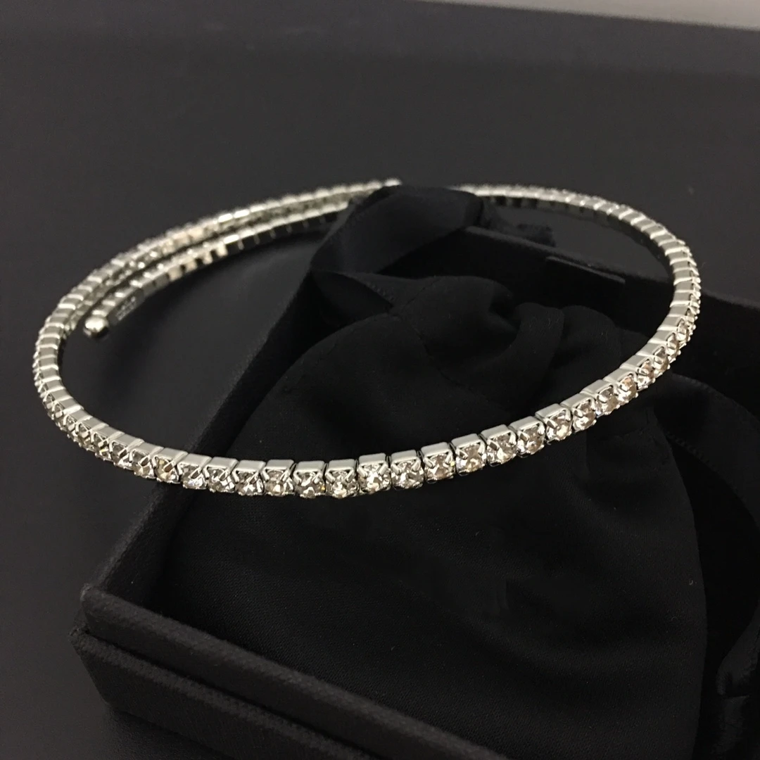 Banquet Style Platinum Inlaid Colorful Crystal Bracelet Choker