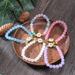 Natural Jade Flower Bracelet Bangle Real Jewelry Fashion Charm Gemstone Vintage Designer Accessories Lucky Gifts for Women Girl