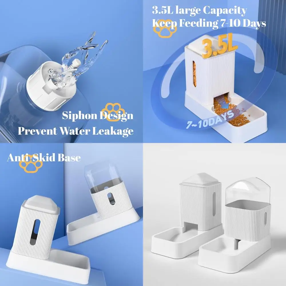 

Автоматическая кормушка для кошек и диспенсер для воды, 2 шт., гравитационная кормушка для собак и миска для воды для маленьких и средних домашних животных, щенков, котят, 3,5 л/1