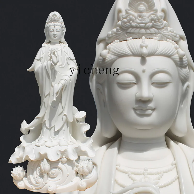 

LSL Home New Chinese Style Ornament Standing Guanyin Bodhisattva Handmade Desktop Decoration