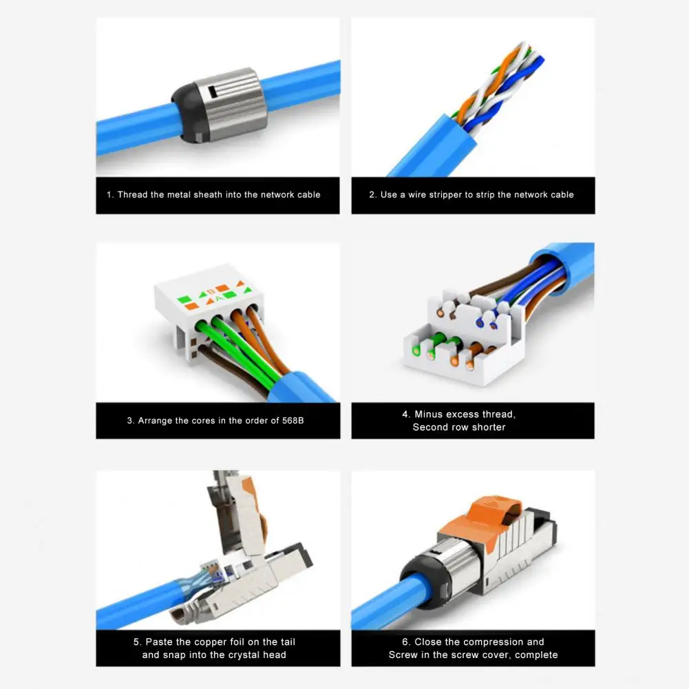 Excellent Network Crystal Heads Zinc Alloy Shielded Crystal Connector Strong Anti-interference Signal Transfer